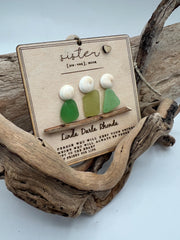 Handmade Sea Glass Sister Keepsake Ornament, Personalized Wood Family Art