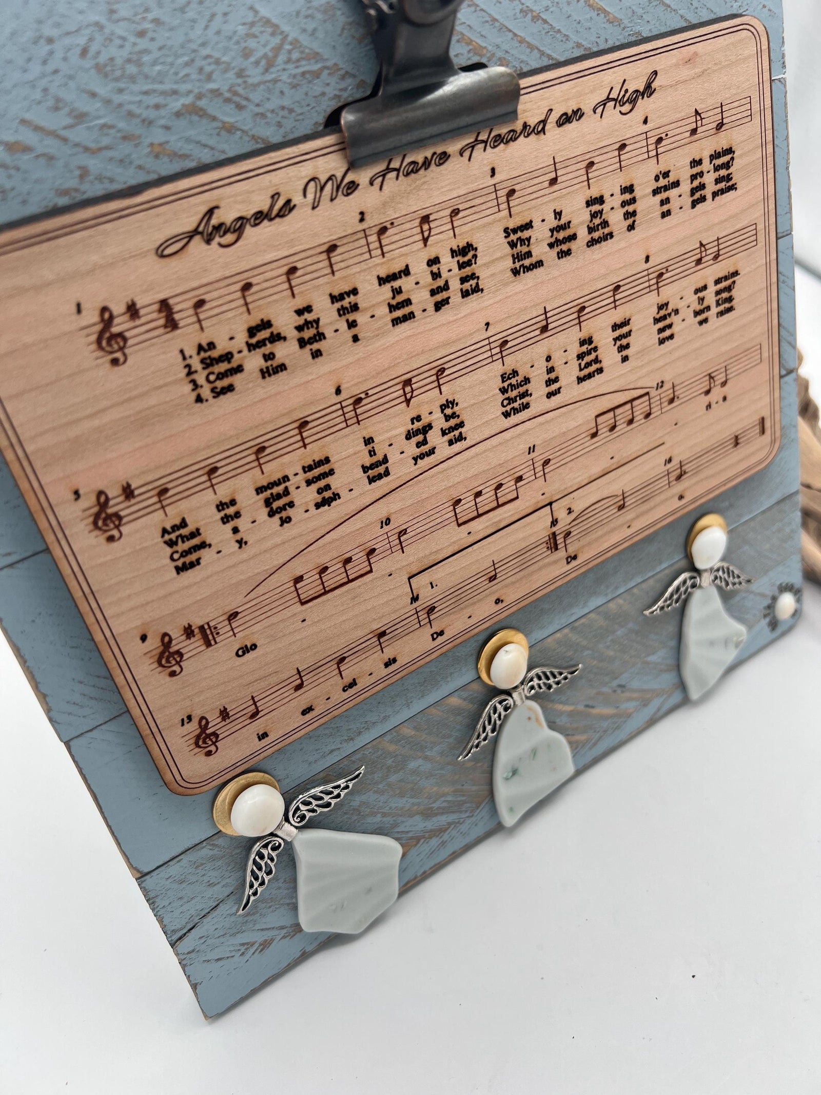 Sea Glass Angel Framed Art, Hark the Herald Christmas Carol