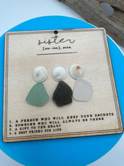 Handmade Sea Glass Sister Keepsake Ornament, Personalized Wood Family Art