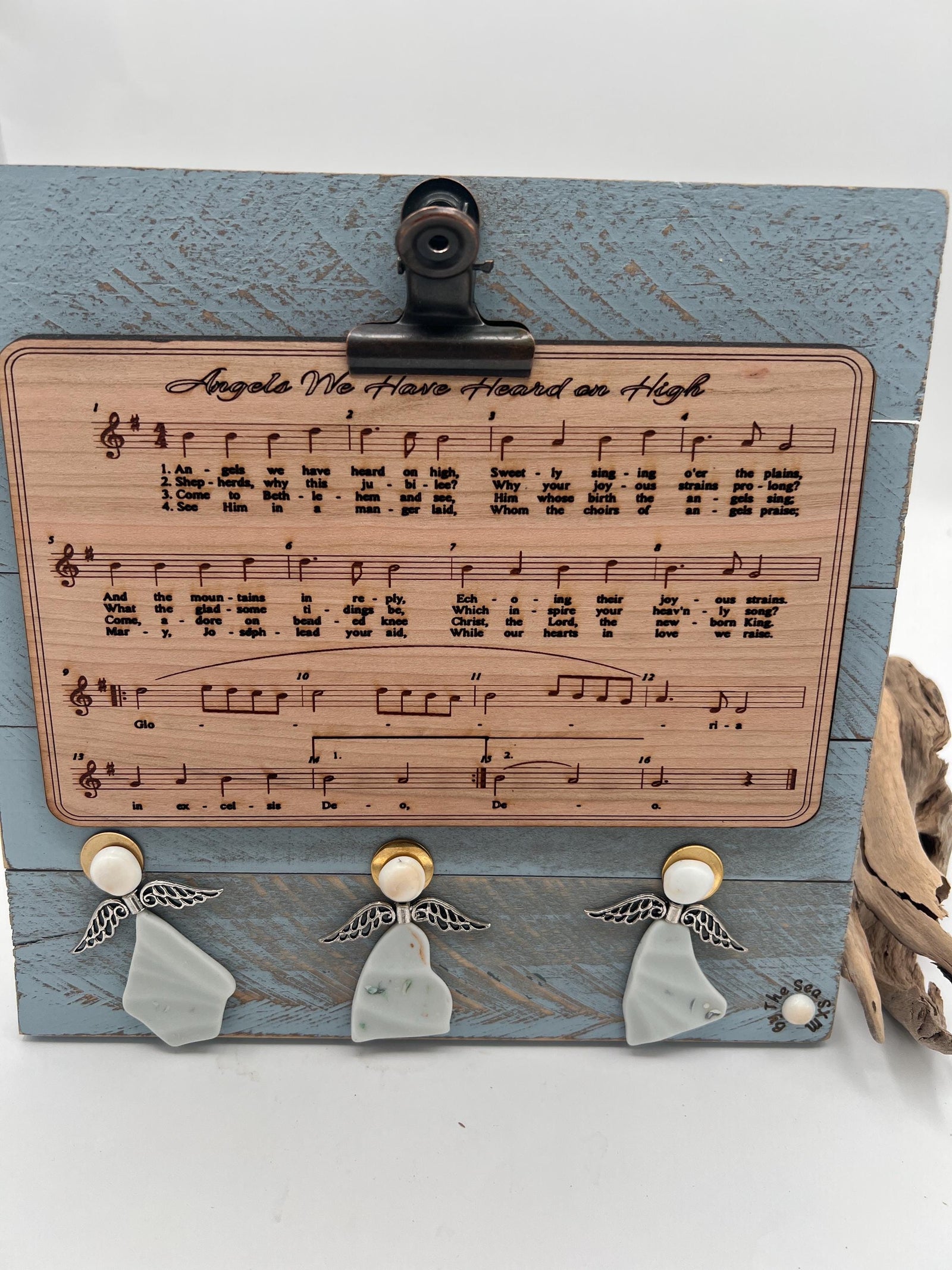 Sea Glass Angel Framed Art, Hark the Herald Christmas Carol