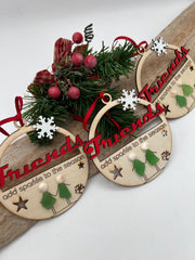 Unique Sea Glass Friendship Christmas Ornament, Handmade Wooden Holiday Keepsake. “friends add sparkle”