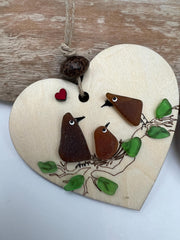 Sea Glass Bird Family Ornament, Baby's First Christmas Keepsake, New Baby Gift, Welcome to the World Little One