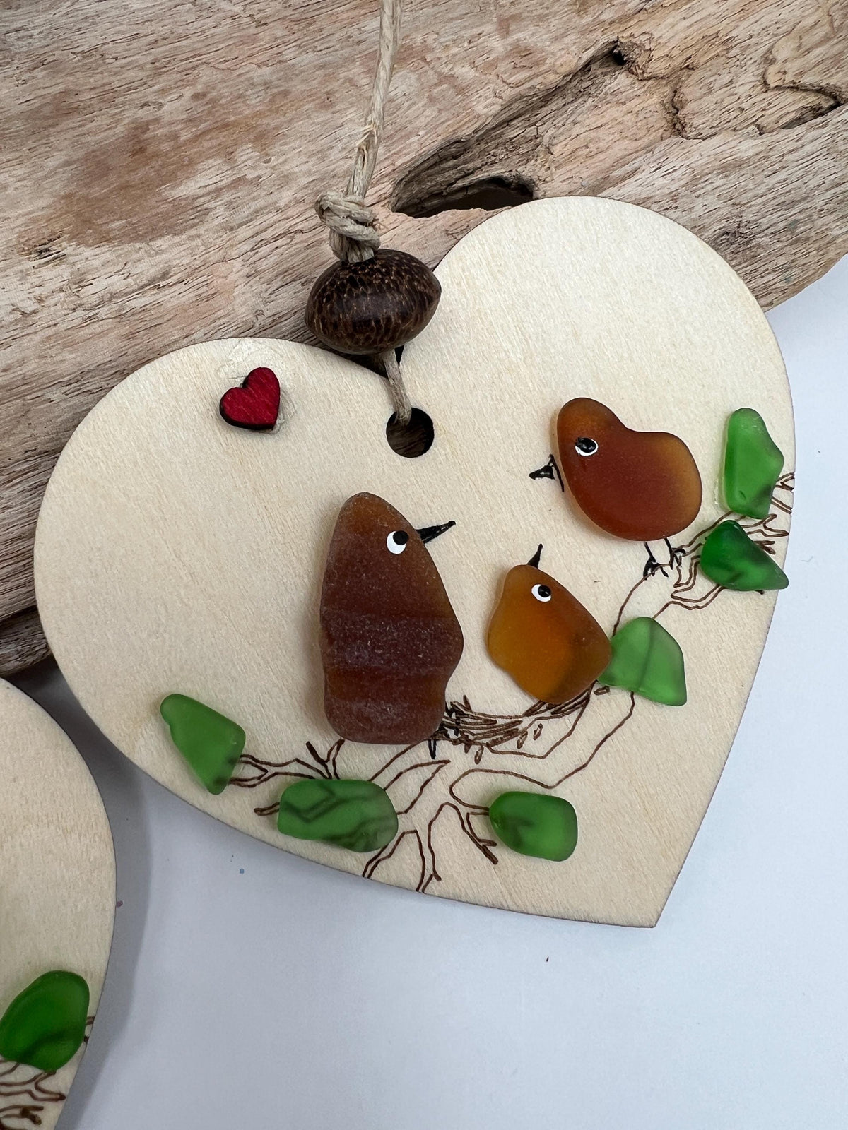 Sea Glass Bird Family Ornament, Baby's First Christmas Keepsake, New Baby Gift, Welcome to the World Little One