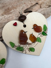 Sea Glass Bird Family Ornament, Baby's First Christmas Keepsake, New Baby Gift, Welcome to the World Little One