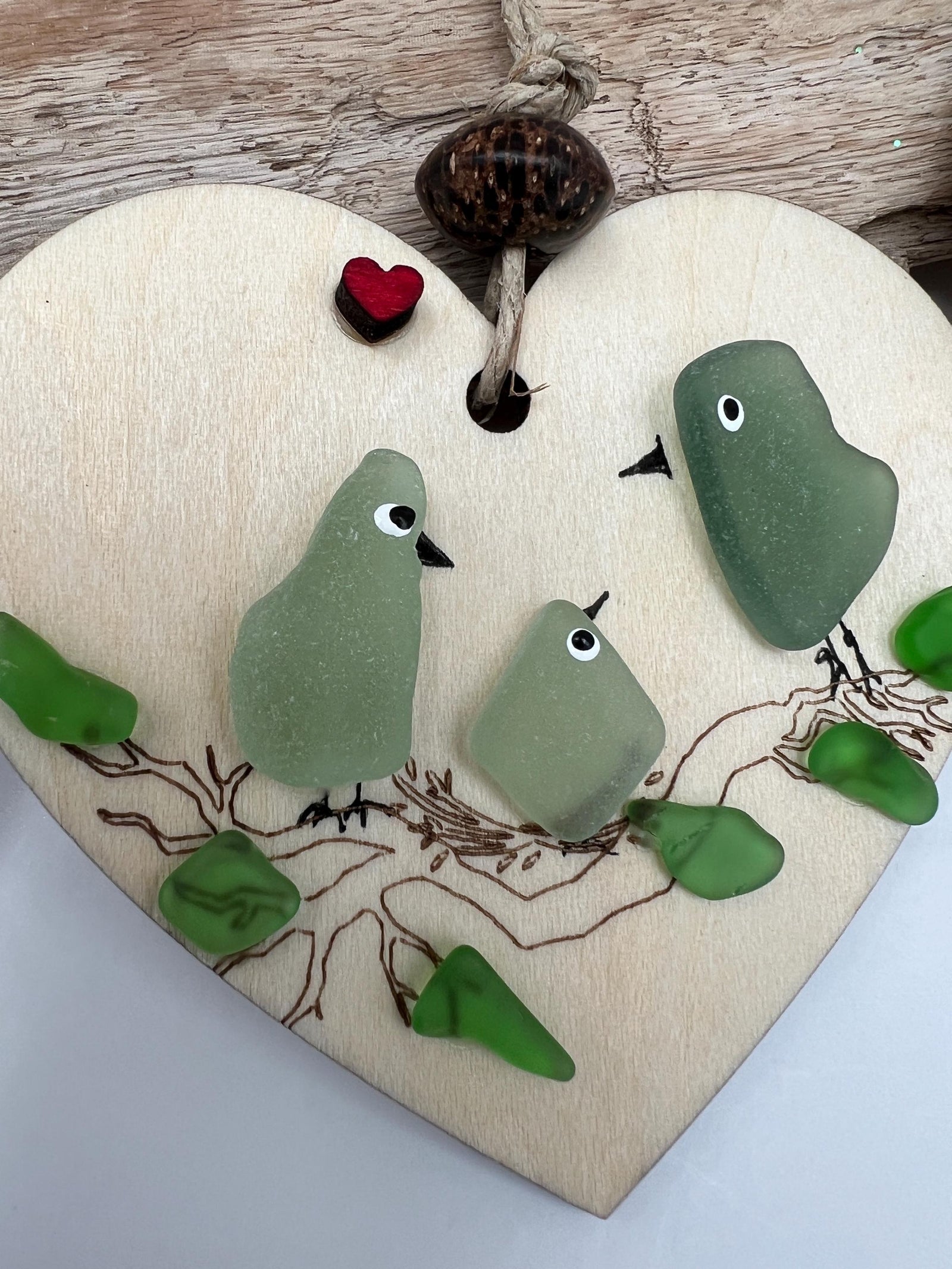 Sea Glass Bird Family Ornament, Baby's First Christmas Keepsake, New Baby Gift, Welcome to the World Little One