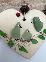 Sea Glass Bird Family Ornament, Baby's First Christmas Keepsake, New Baby Gift, Welcome to the World Little One