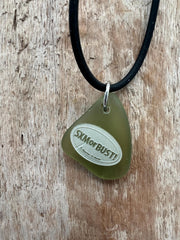 Engraved Sea Glass Pendant Necklace: SXMorBust Logo, Waterproof