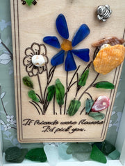 Genuine Sea Glass Friendship Flowers – Handmade Coastal Shadow Box Gift