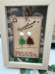 Friends Are Like Stars Sea Glass Art, Best Friend Gift, Personalized Friendship Keepsake, Coastal Shelf Decor, Beach House De