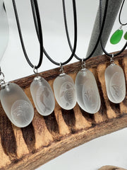 Choose Your Engraved Sea Glass Necklace, Authentic Caribbean Sea Glass Pendant, Beach Glass Jewelry, Coastal Gift