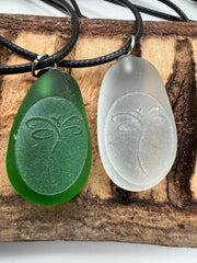 Choose Your Engraved Sea Glass Necklace, Authentic Caribbean Sea Glass Pendant, Beach Glass Jewelry, Coastal Gift