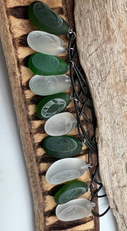 Choose Your Engraved Sea Glass Necklace, Authentic Caribbean Sea Glass Pendant, Beach Glass Jewelry, Coastal Gift