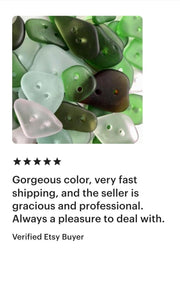 Handmade Caribbean Sea Glass Unique Buttons, Set of 6, Sewing Textile Embellishments
