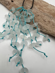 Caribbean Sea Glass Necklace & Earring Set: Knotted Pendant, Upcycled Ocean Jewelry