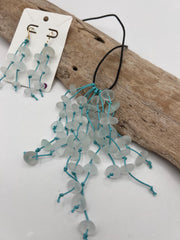 Caribbean Sea Glass Necklace & Earring Set: Knotted Pendant, Upcycled Ocean Jewelry