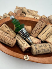 Caribbean Sea Glass Wine Stopper: Handmade Beach Lover Friend, Holiday Hottess Gift