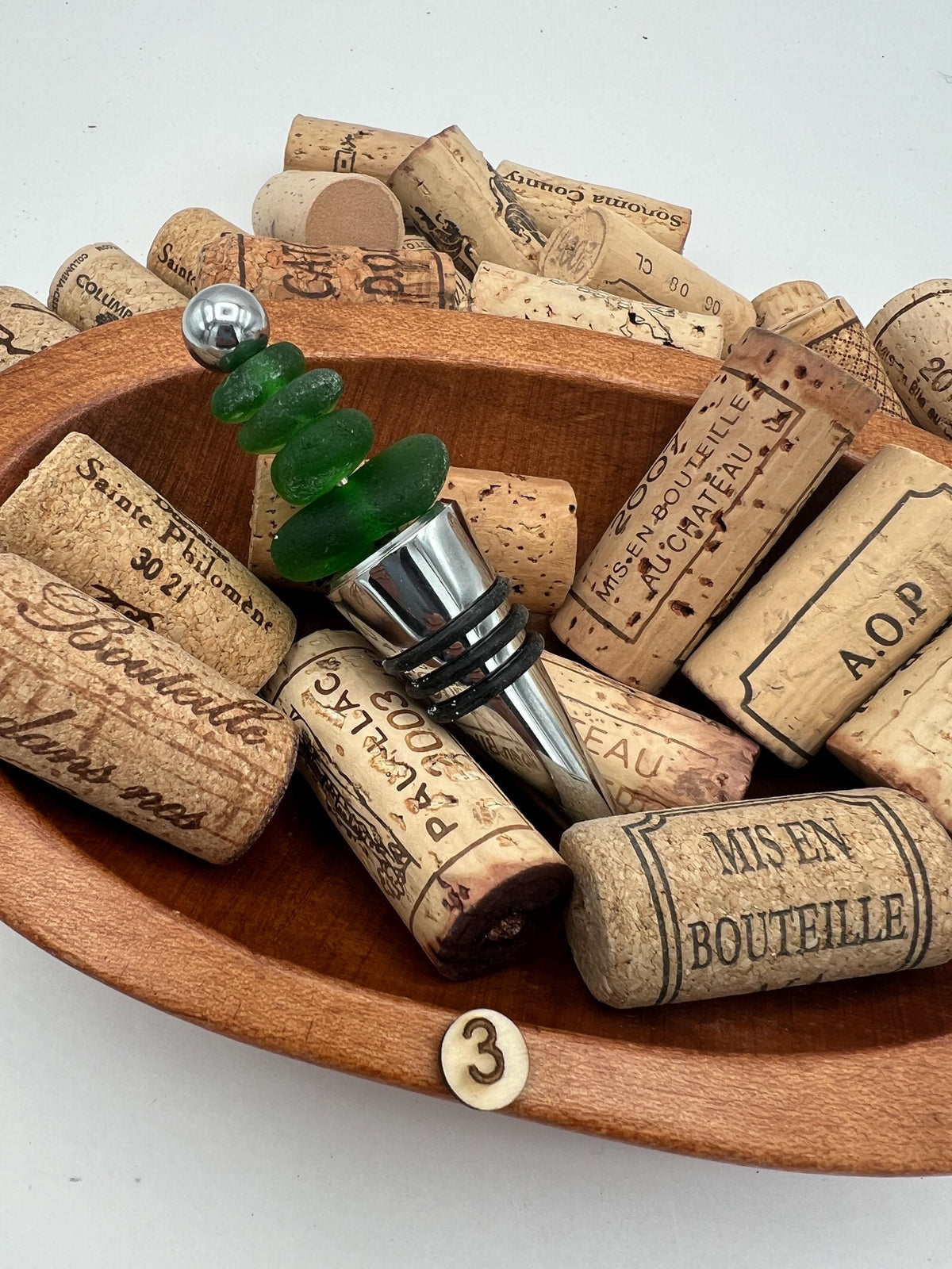 Caribbean Sea Glass Wine Stopper: Handmade Beach Lover Friend, Holiday Hottess Gift