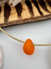 Rare Orange Sea Glass Choker: Caribbean Milk Glass, Stainless Steel