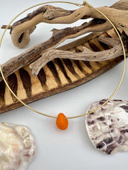 Rare Orange Sea Glass Choker: Caribbean Milk Glass, Stainless Steel