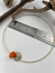 Rare Orange Sea Glass Choker: Caribbean Milk Glass, Stainless Steel