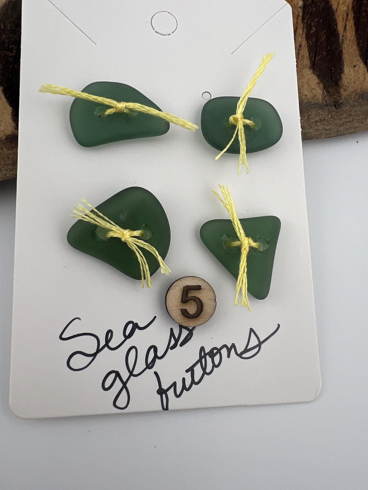 Caribbean Sea Glass Buttons, Hand Drilled Embellishments, Set of 4