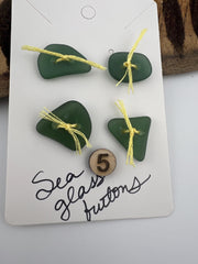 Caribbean Sea Glass Buttons, Hand Drilled Embellishments, Set of 4