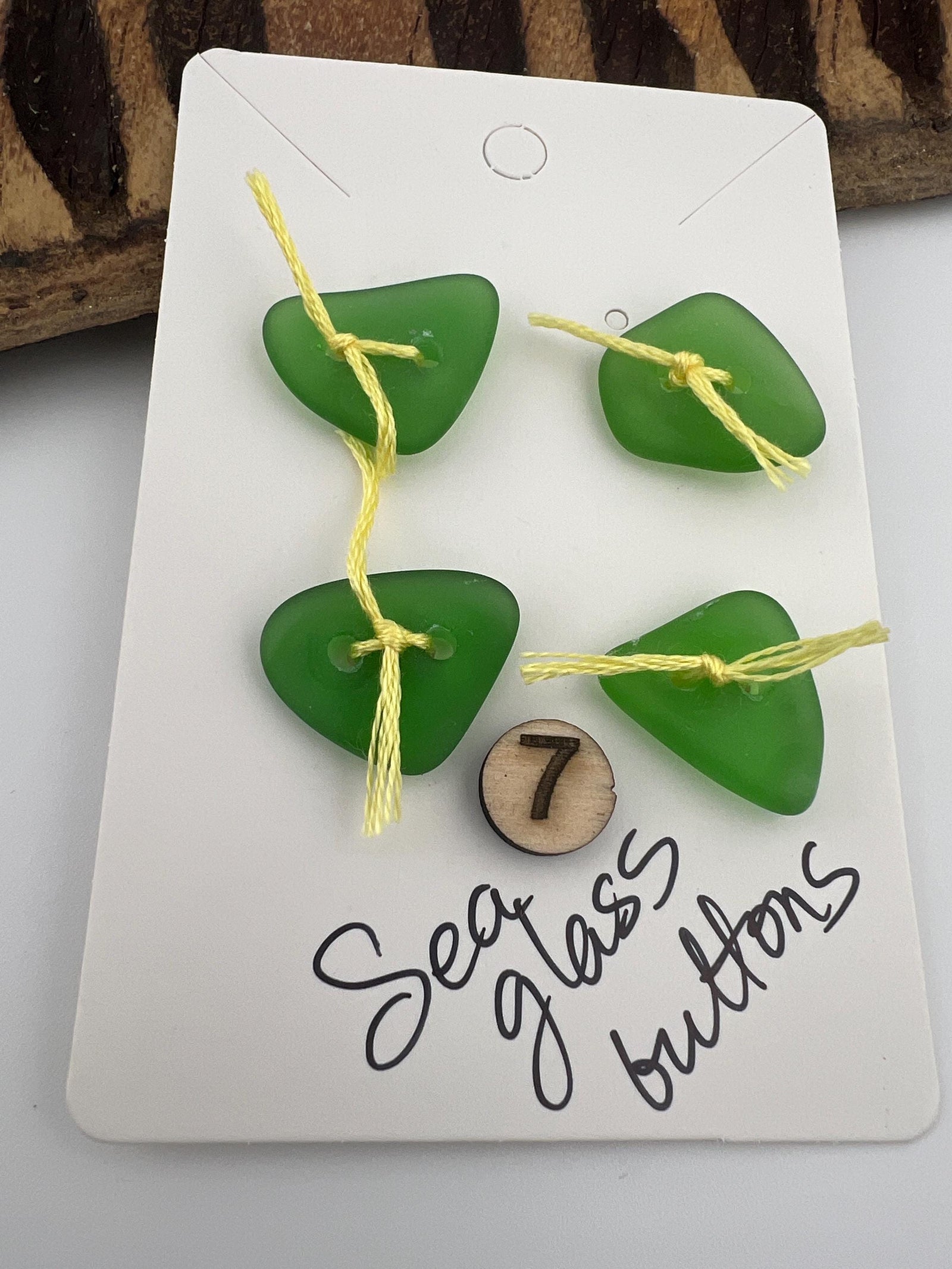 Caribbean Sea Glass Buttons, Hand Drilled Embellishments, Set of 4