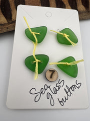 Caribbean Sea Glass Buttons, Hand Drilled Embellishments, Set of 4