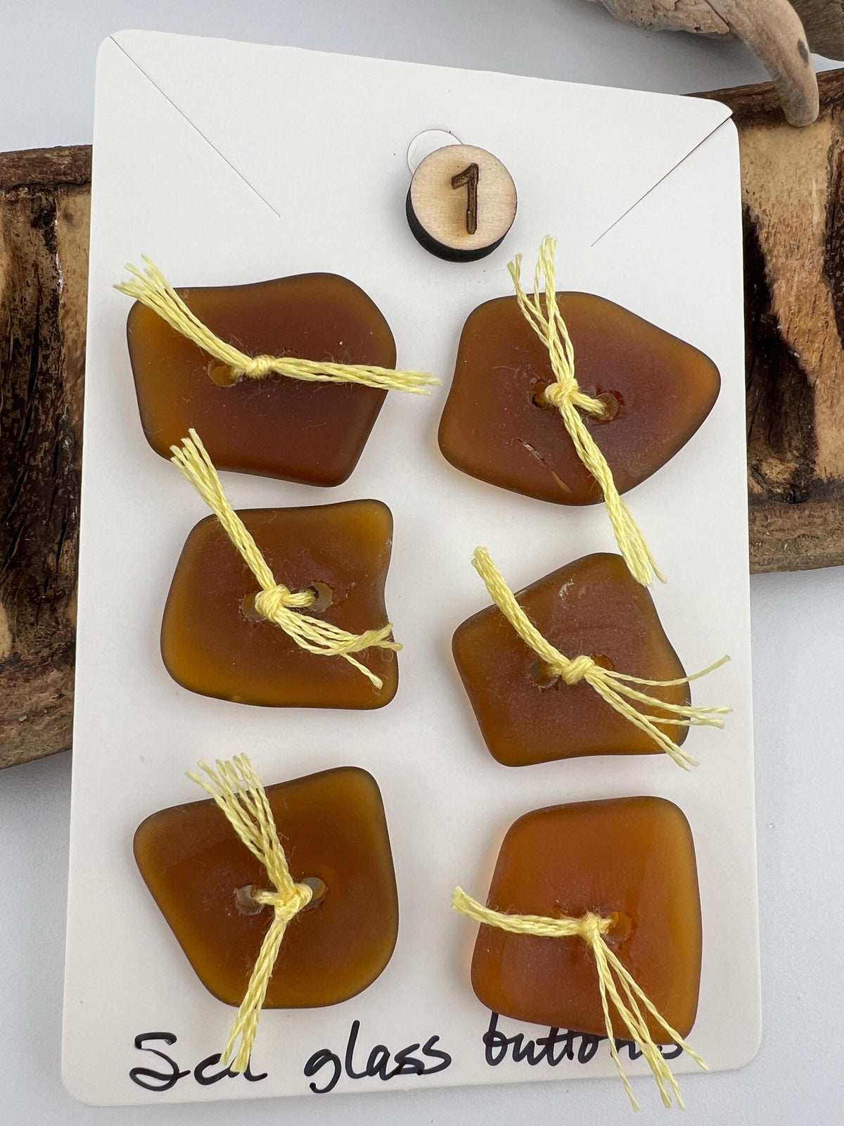 Handmade Caribbean Sea Glass Unique Buttons, Set of 6, Sewing Textile Embellishments