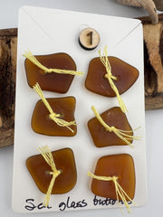 Handmade Caribbean Sea Glass Unique Buttons, Set of 6, Sewing Textile Embellishments