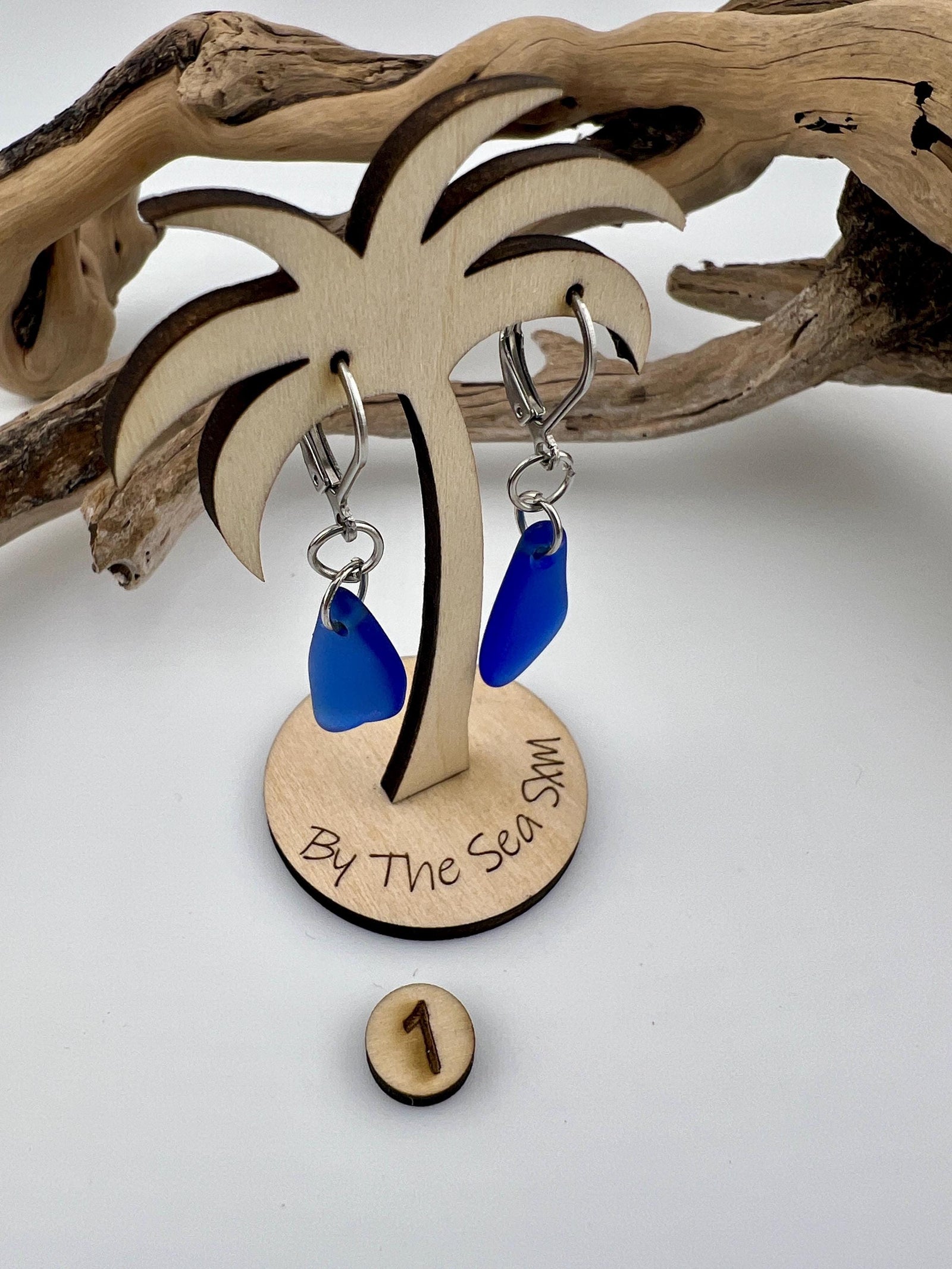 Cobalt Blue Sea Glass Earrings: Caribbean Treasures, Hypoallergenic Steel