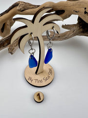 Cobalt Blue Sea Glass Earrings: Caribbean Treasures, Hypoallergenic Steel