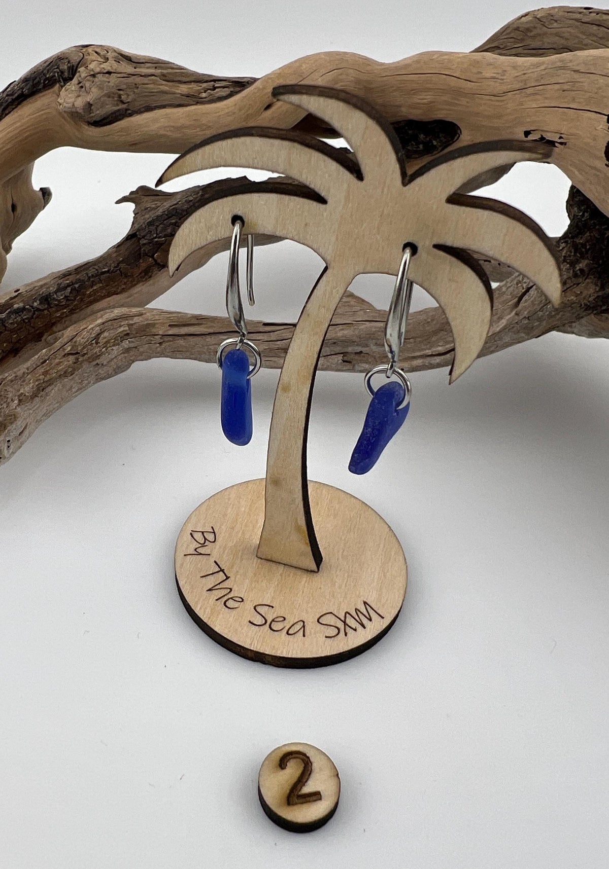 Cobalt Blue Sea Glass Earrings: Caribbean Treasures, Hypoallergenic Steel