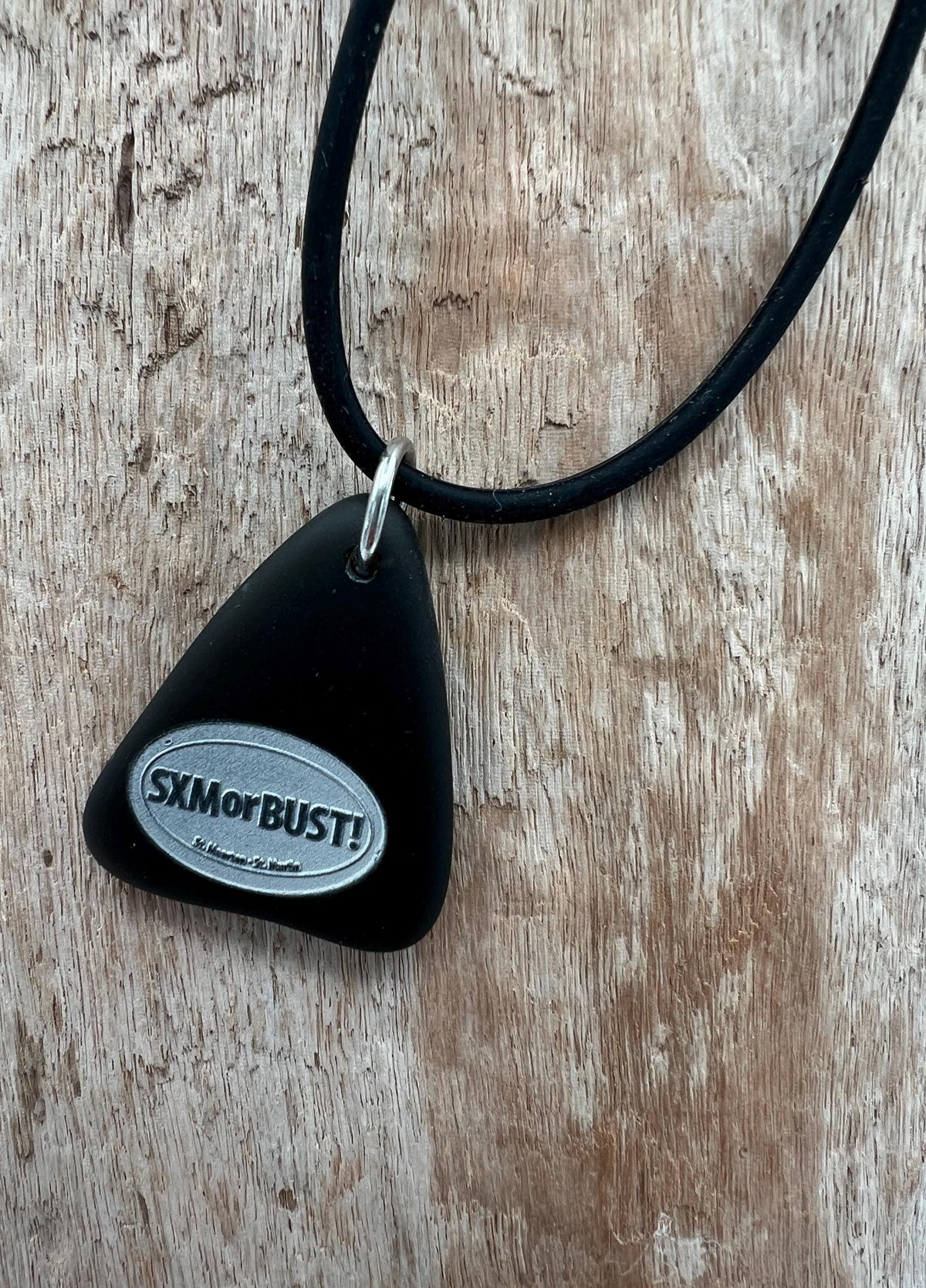 Engraved Sea Glass Pendant Necklace: SXMorBust Logo, Waterproof