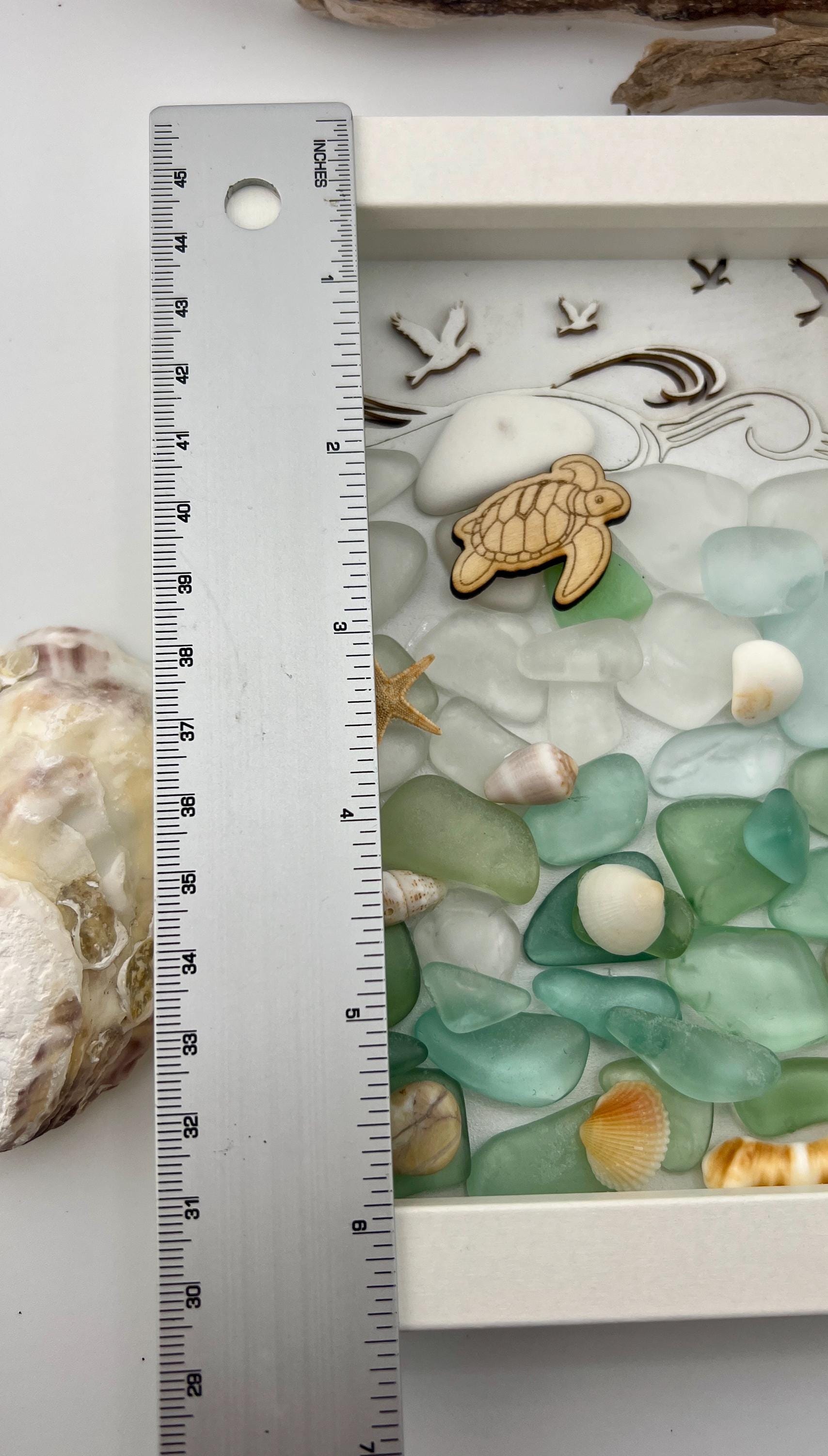 Sea Glass Mosaic Art – Sea Turtle, Framed Coastal Decor (4.5" x 6")