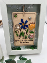 Genuine Sea Glass Friendship Flowers – Handmade Coastal Shadow Box Gift