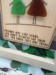 Friends Are Like Stars Sea Glass Art, Best Friend Gift, Personalized Friendship Keepsake, Coastal Shelf Decor, Beach House De