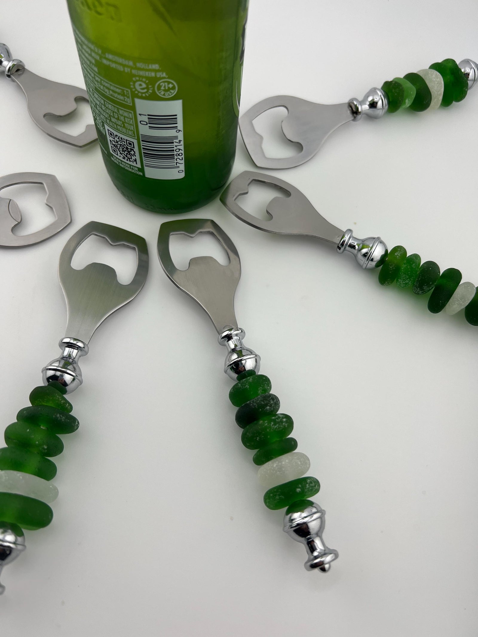 Personalized Sea Glass Bottle Opener: Handcrafted Caribbean Barware Unique Friend Christmas Gift