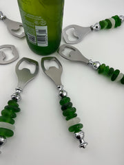 Personalized Sea Glass Bottle Opener: Handcrafted Caribbean Barware Unique Friend Christmas Gift