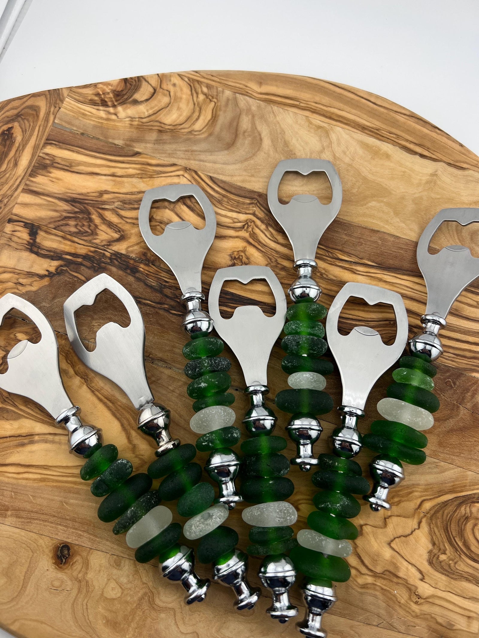 Personalized Sea Glass Bottle Opener: Handcrafted Caribbean Barware Unique Friend Christmas Gift
