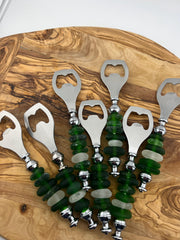 Personalized Sea Glass Bottle Opener: Handcrafted Caribbean Barware Unique Friend Christmas Gift