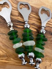 Personalized Sea Glass Bottle Opener: Handcrafted Caribbean Barware Unique Friend Christmas Gift