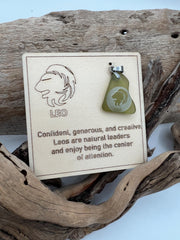 Engraved Zodiac Sea Glass Pendant: Caribbean Astrology BFF Birthday Gift