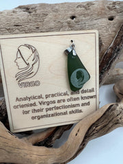 Engraved Zodiac Sea Glass Pendant: Caribbean Astrology BFF Birthday Gift