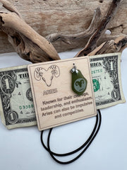 Engraved Sea Glass Zodiac Pendant: Handmade Caribbean Astrology Necklace