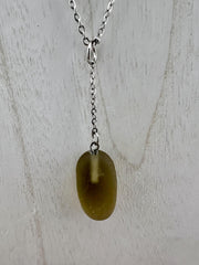 Caribbean Smoke Sea Glass Necklace: Rare Beach Glass Pendant