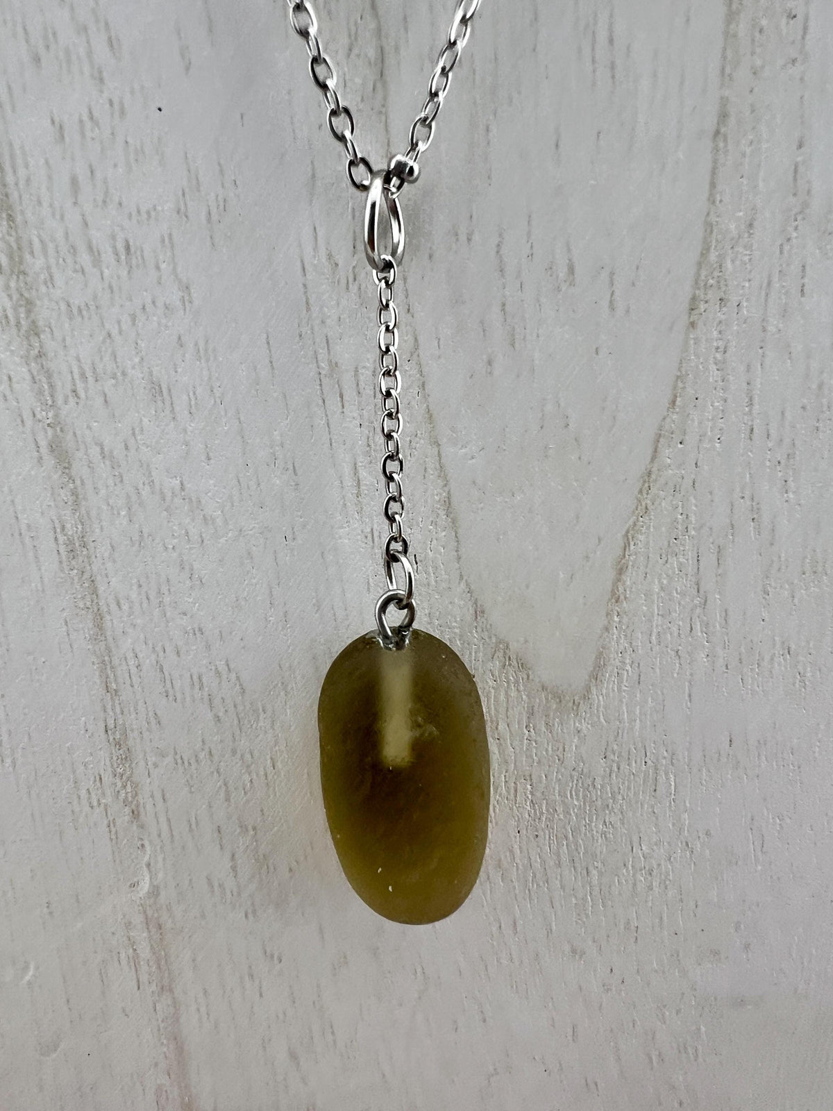 Caribbean Smoke Sea Glass Necklace: Rare Beach Glass Pendant
