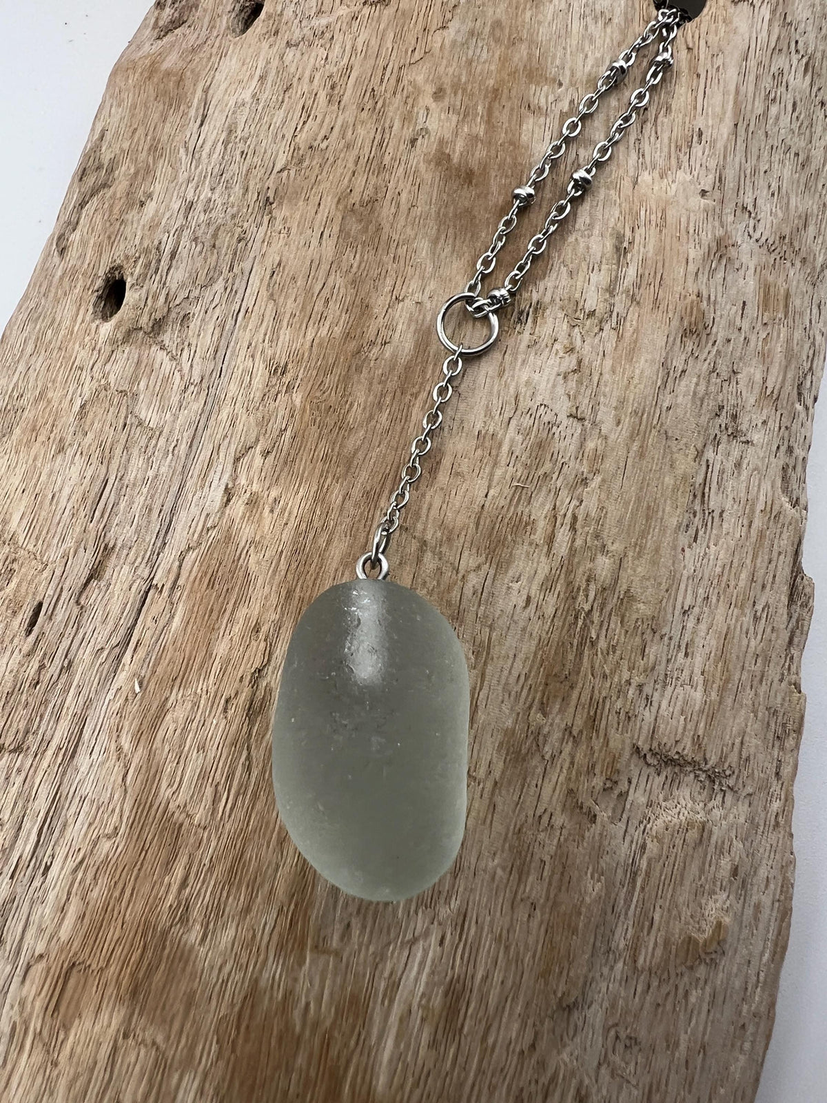 Caribbean Smoke Sea Glass Necklace: Rare Beach Glass Pendant