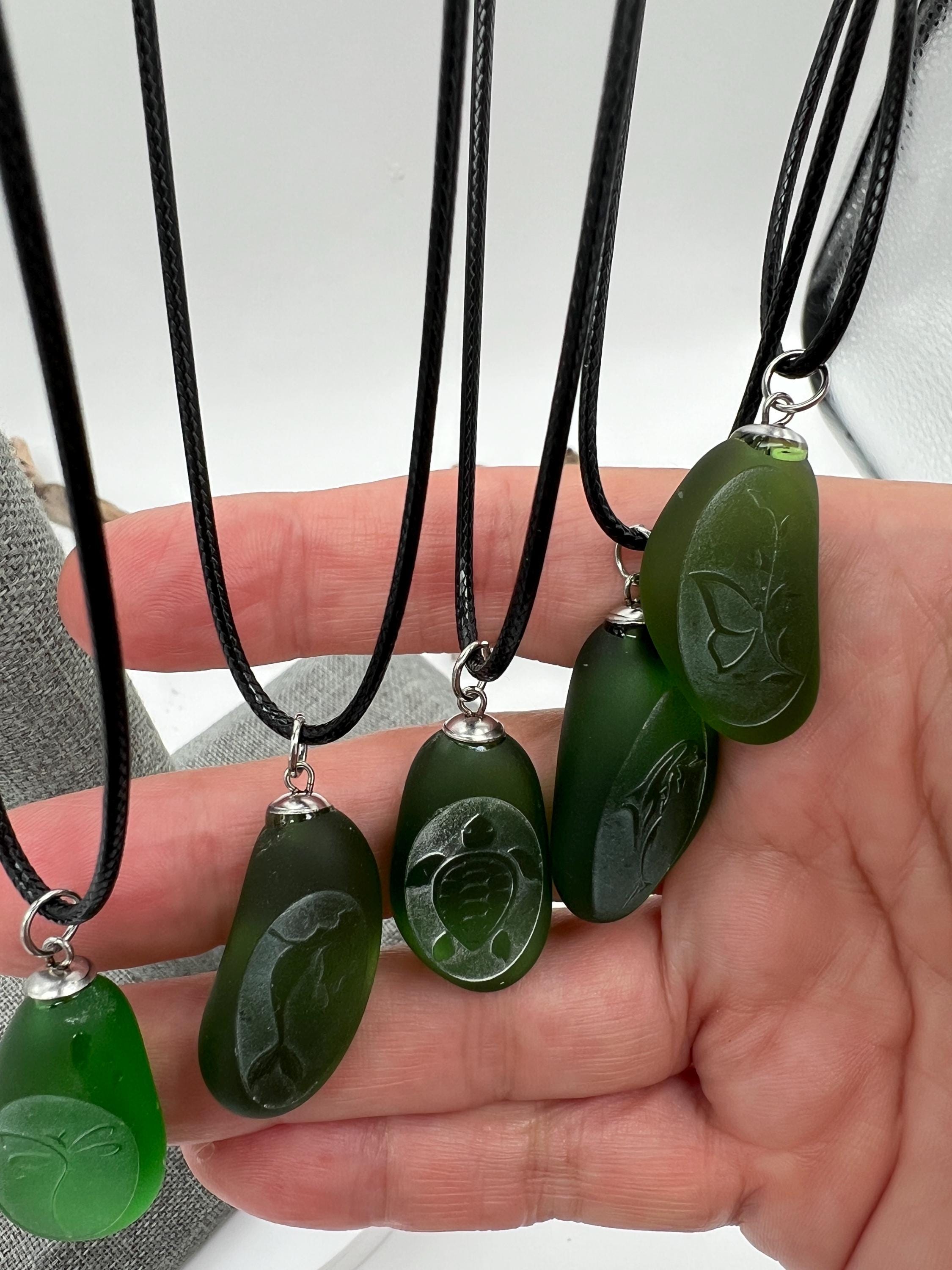 Choose Your Engraved Sea Glass Necklace, Authentic Caribbean Sea Glass Pendant, Beach Glass Jewelry, Coastal Gift