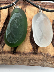 Choose Your Engraved Sea Glass Necklace, Authentic Caribbean Sea Glass Pendant, Beach Glass Jewelry, Coastal Gift